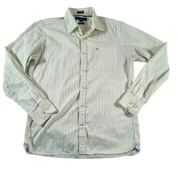 Tommy Hilfiger Other - Tommy Hilfiger Men's M Yellow Striped 80's 2 Ply Cotton Long Sleeve Shirt